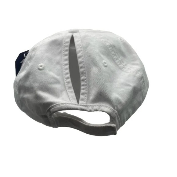 NWT White Cotton Ball Cap Dad Hat Ponytail Hat Magic Mouse Chenille Patch Pink - Picture 3 of 3